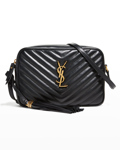 Saint Laurent Lou Medium Monogram Ysl Calf Crossbody Bag In 1000 Black