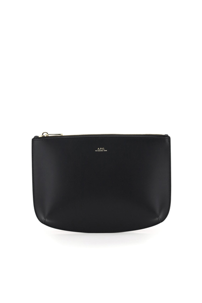 A.p.c. Sarah Leatherclutch In Noir