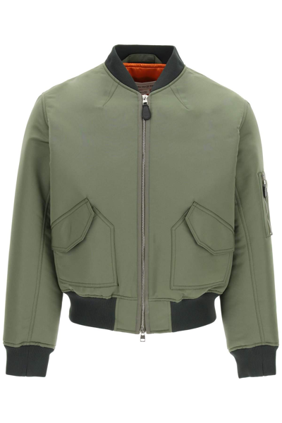 Alexander Mcqueen Logo Printed Zipped Bomber Jacket In Green