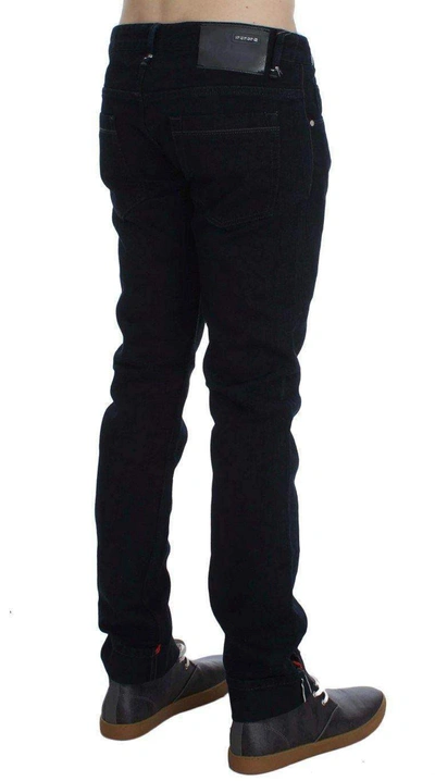 Acht Dark  Corduroy Slim Skinny Fit Jeans In Blue