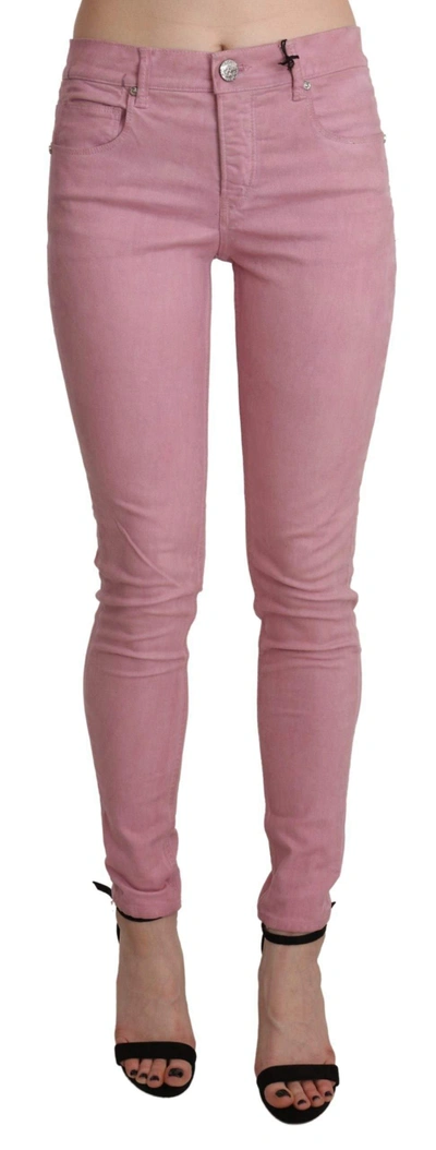 Acht Pink Mid Waist Skinny Stretch  Denim Trouser