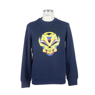 Bikkembergs Cotton Mecha Skull  Sweater In Blue