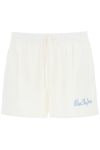 Blue Sky Inn Linen Shorts With Logo Embroidery In White