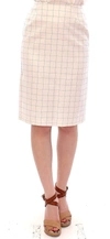 Andrea Incontri Cotton Checkered Pencil Skirt In White