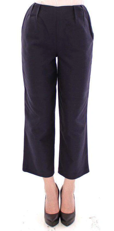 Andrea Incontri Cropped Cotton Trousers In Blue