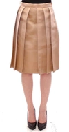 Andrea Incontri Silk Solid Mini Pleated Skirt In Brown