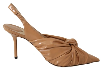 JIMMY CHOO ANNABELL 85 CARAMEL LEATHER PUMPS