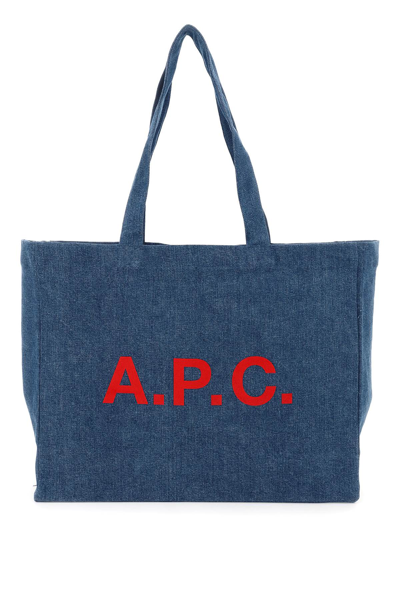 Apc Diane Denim Tote Bag In Blue,red