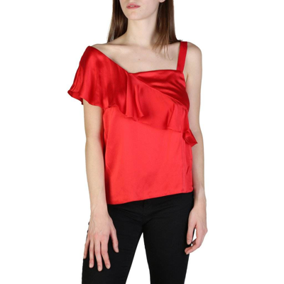 Armani Exchange Women V-neck Silk  Tops In Red