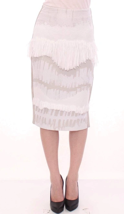 Arzu Kaprol Acrylic Straight Pencil Skirt In White