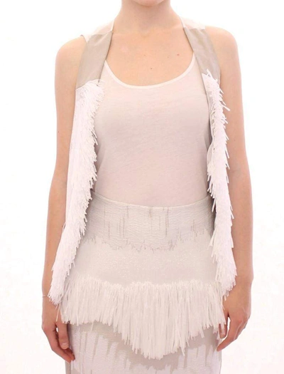 Arzu Kaprol Lashes Open Back Vest Jacket In White