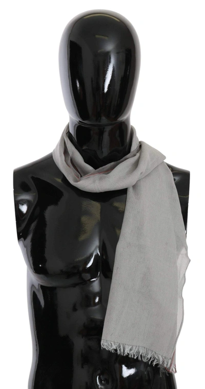 Costume National C'n'c   Fringe Neck Wrap Cotton Scarf In Grey