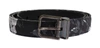 DOLCE & GABBANA BLACK CAYMAN LINEN LEATHER BELT