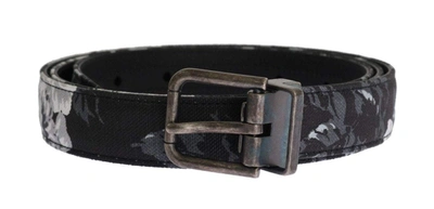 Dolce & Gabbana Black Cayman Linen Leather Belt