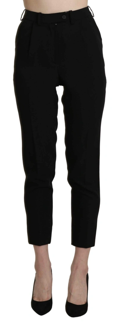 Bencivenga High Waist Skinny Cropped Dress Trouser Pant In Black