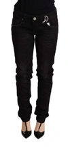 Acht Black Low Waist Skinny Denim Cotton Trouser In Black
