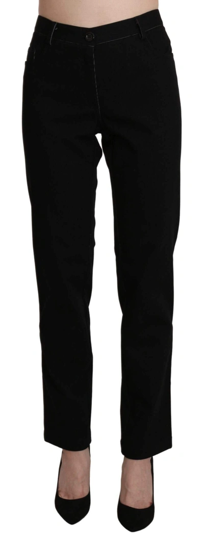 Bencivenga High Waist Straight Casual Trouser Pant In Black