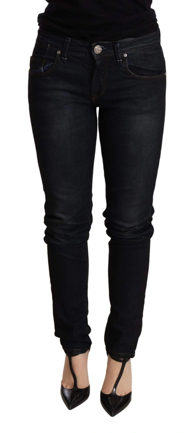 ACHT BLUE WASHED LOW WAIST SKINNY DENIM TROUSER