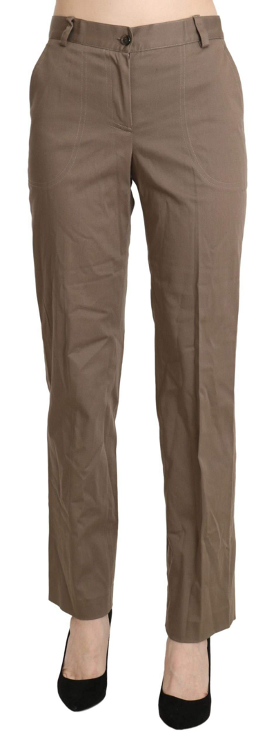 Bencivenga High Waist Straight Dress Trouser Pants In Brown