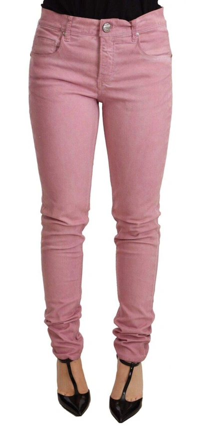 Acht Pink Cotton Slim Fit Women Denim Skinny Trousers
