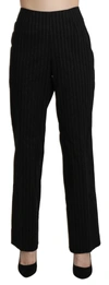Bencivenga High Waist Straight Dress Trouser Pants In Black