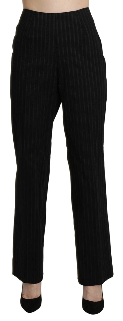 Bencivenga High Waist Straight Dress Trouser Pants In Black