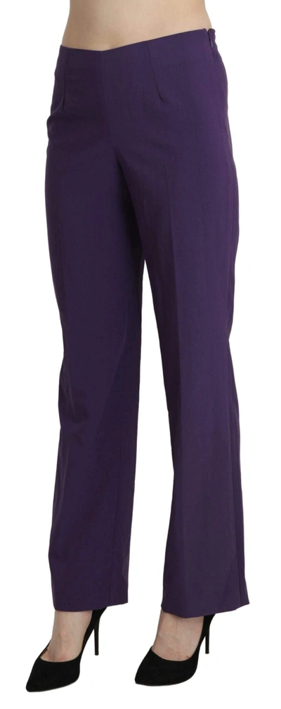 Bencivenga Purple High Waist Straight Dress Trouser Pants In Violet