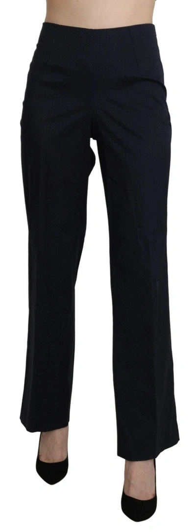 Bencivenga Navy  High Waist Straight Dress Trouser Pants In Blue