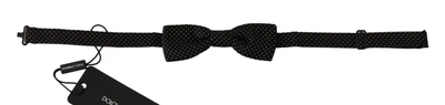 Dolce & Gabbana Black Polka Dots Silk Adjustable Neck Papillon Men Bow Tie