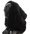 DOLCE & GABBANA BLACK WEASEL FUR CROCHET HOOD SCARF HAT