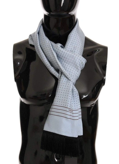 Dolce & Gabbana Blue Silk Polka Dot Scarf