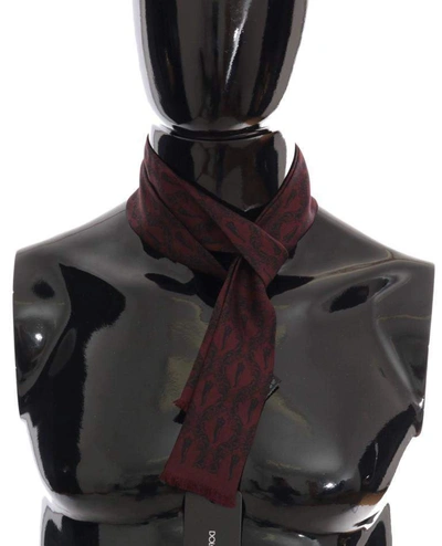 Dolce & Gabbana Bordeaux Silk Crown Chili Scarf