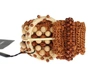 DOLCE & GABBANA BROWN RAFFIA WOOD BEADED WIDE WAIST BELT