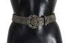 Dolce & Gabbana Multicolor Wide Crystal Buckle Sequined Belt In Gray