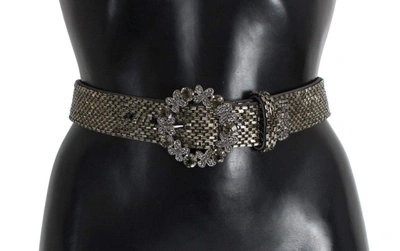 DOLCE & GABBANA CRYSTAL BUCKLE SEQUINED WAIST BELT