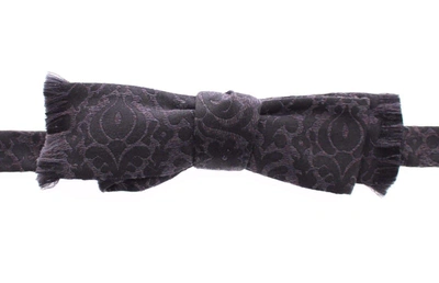 Dolce & Gabbana Gray Black Wool Bow Tie