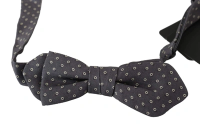 Dolce & Gabbana Gray Circles Silk Slim Adjustable Neck Papillon Men Bow Tie