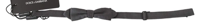 Dolce & Gabbana Gray Patterned Silk Adjustable Neck Bow Tie Papillon