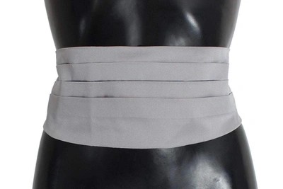 Dolce & Gabbana Grey Waist Belt Silk Cummerbund