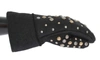 DOLCE & GABBANA grey WOOL SHEARLING STUDDED GLOVES