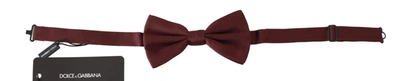 Dolce & Gabbana Maroon 100% Silk Jacquard Men  Bow Tie Papillon In Brown