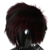 DOLCE & GABBANA MAROON BLACK SILVER FOX FUR WINTER HAT