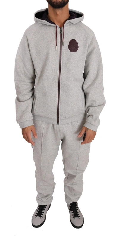 Billionaire Italian Couture Cotton Hooded Sweater Pants Tracksuit In Gray