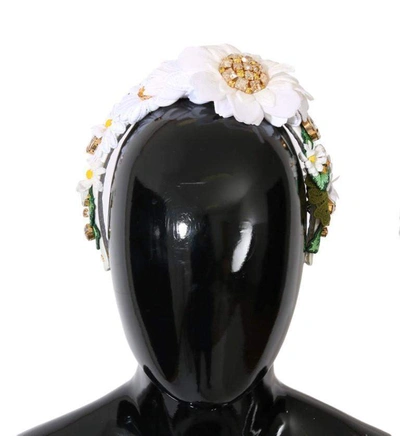 Dolce & Gabbana Yellow White Sunflower Crystal Headband In Multicolor