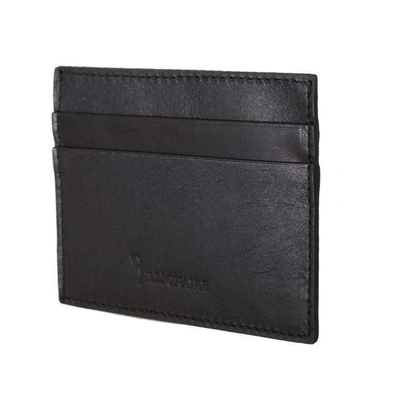 Billionaire Italian Couture Leather Cardholder Wallet In Black