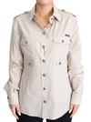 Dolce & Gabbana Beige Poplin Safari Fitted Pocket Shirt Top In Beige