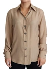 DOLCE & GABBANA BEIGE SILK SHIRT DECORATIVE BUTTONS TOP