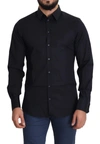 DOLCE & GABBANA BLACK COTTON FORMAL GOLD DRESS SHIRT