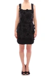 DOLCE & GABBANA BLACK FLORAL CRYSTAL EMBEDDED DRESS