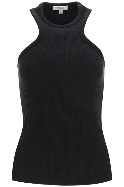 Agolde Bea Halterneck Ribbed-knit Tank In Black